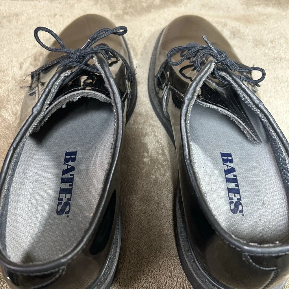 Bates Mens 8 E Wide Black High Gloss Uniform Duty Dress‎ Shoes Oxford Vibram